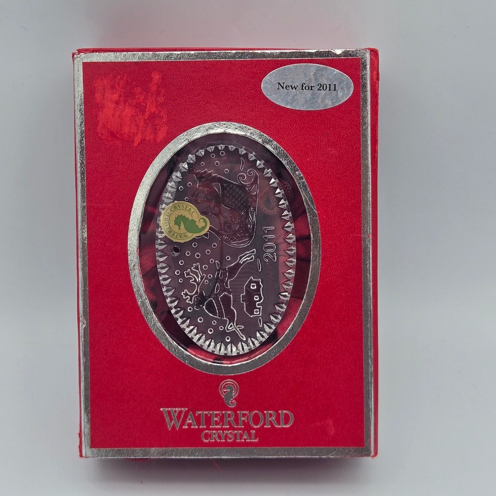 Waterford Crystal 2011 Twas The Night Christmas Ornament Santa in Sleigh w/Box